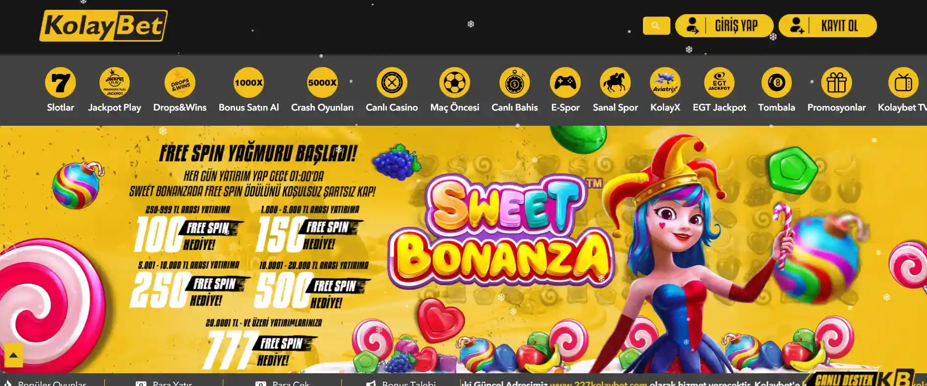 Sweet Bonanza oyununa özel promosyonlar ve ücretsiz dönüşler